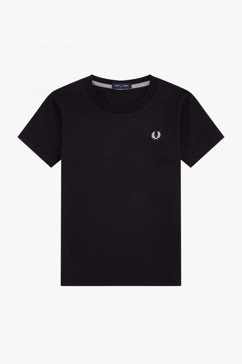 Kids' Fred Perry Crew Neck T-Shirts Black | 2038957-BT