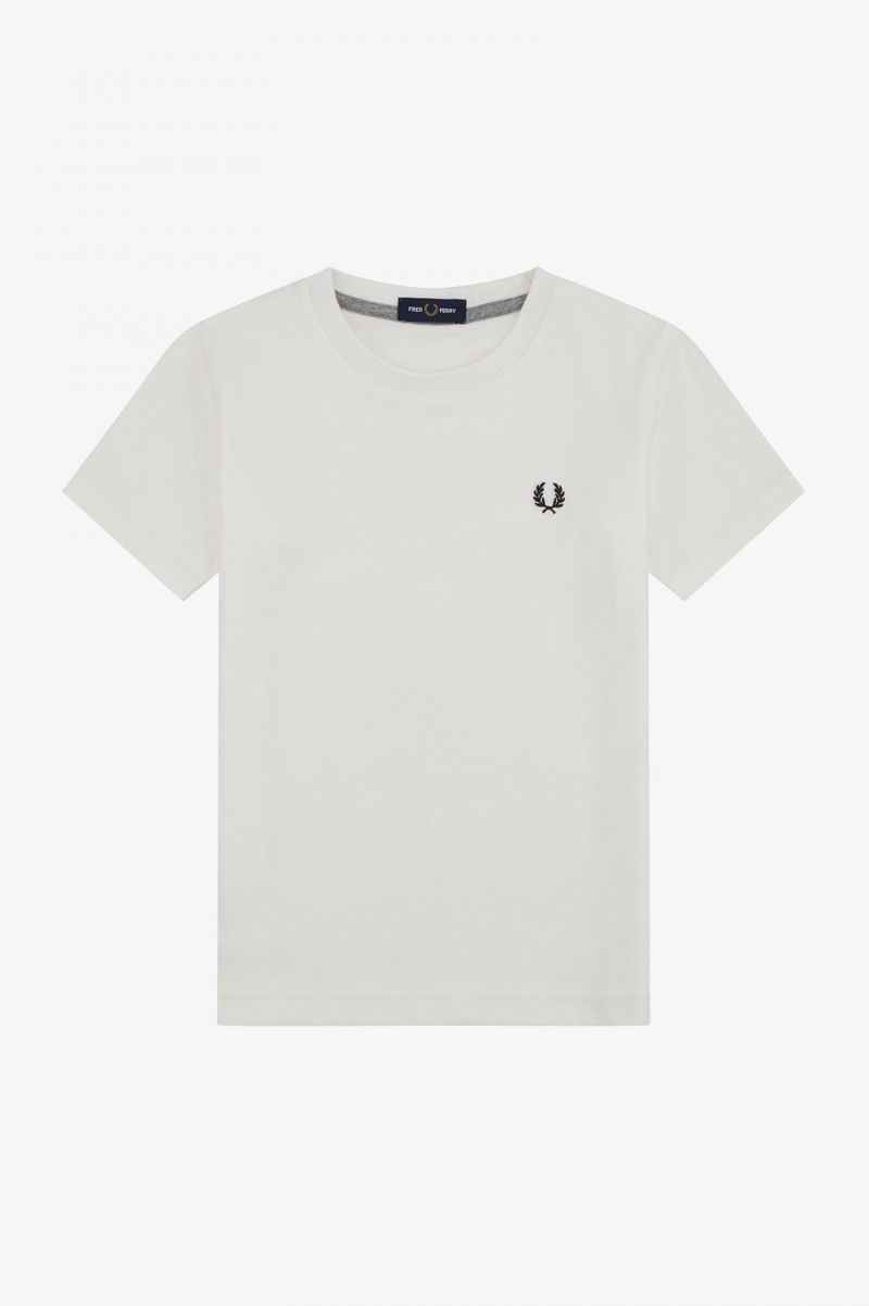 Kids' Fred Perry Crew Neck T-Shirts White | 0723815-DC