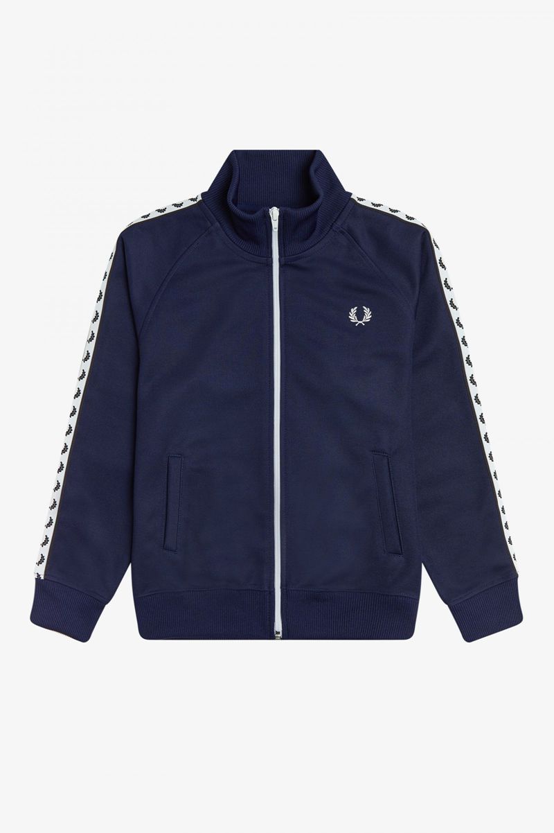 Kids' Fred Perry Taped Track Jackets Dark Grey Blue | 4896125-JF