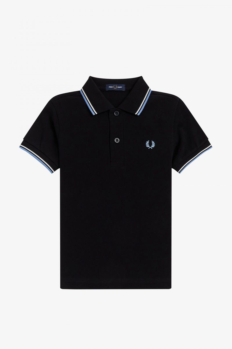 Kids' Fred Perry Twin Tipped Shirts Black | 3462905-MZ