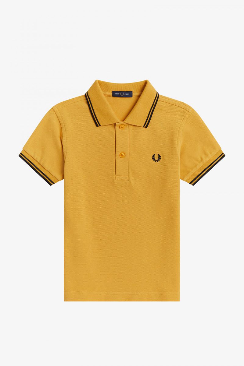 Kids' Fred Perry Twin Tipped Shirts Gold | 8216904-WL