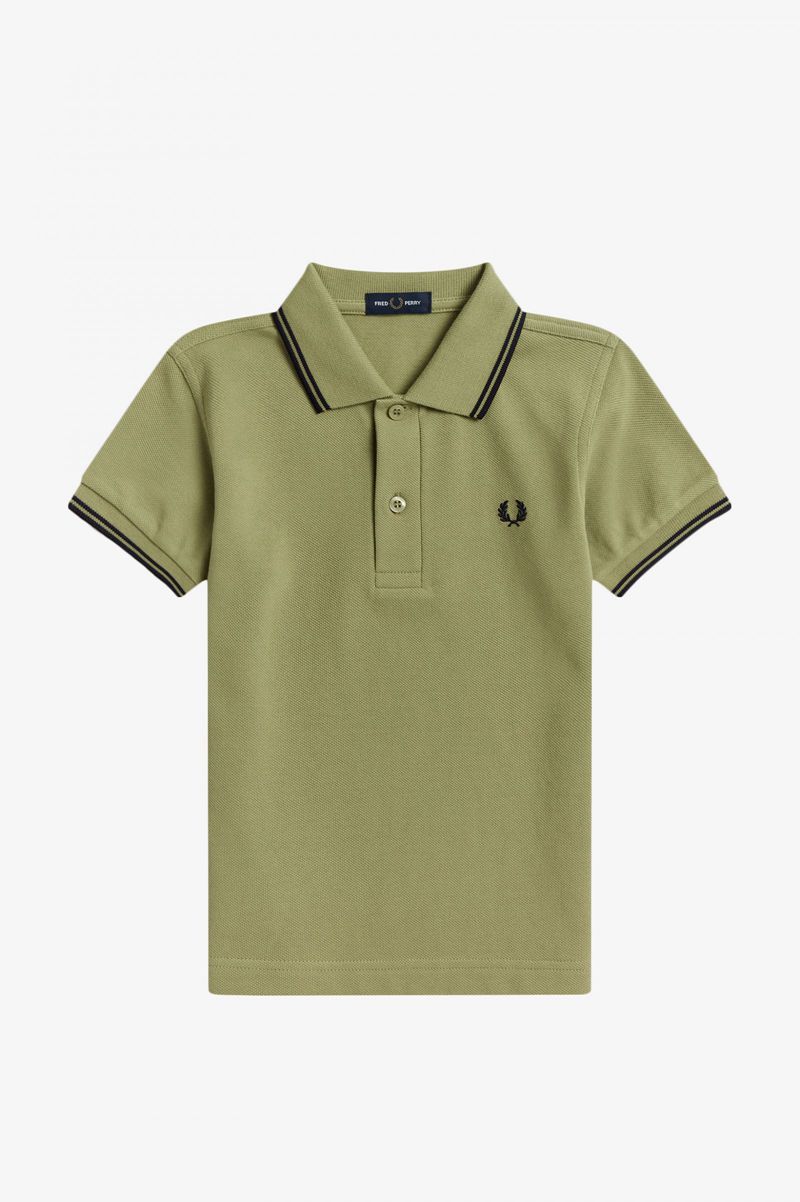 Kids' Fred Perry Twin Tipped Shirts Olive Green | 8135709-VP