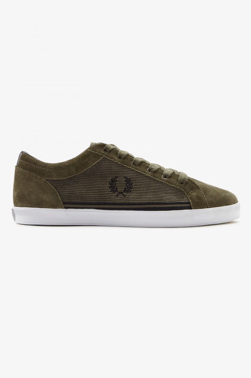 Men's Fred Perry Baseline Shoes Olive | 0465298-HE