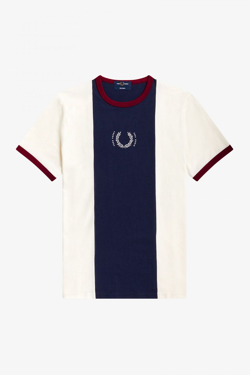 Men's Fred Perry Central Stripe T-Shirts White | 6057829-TB