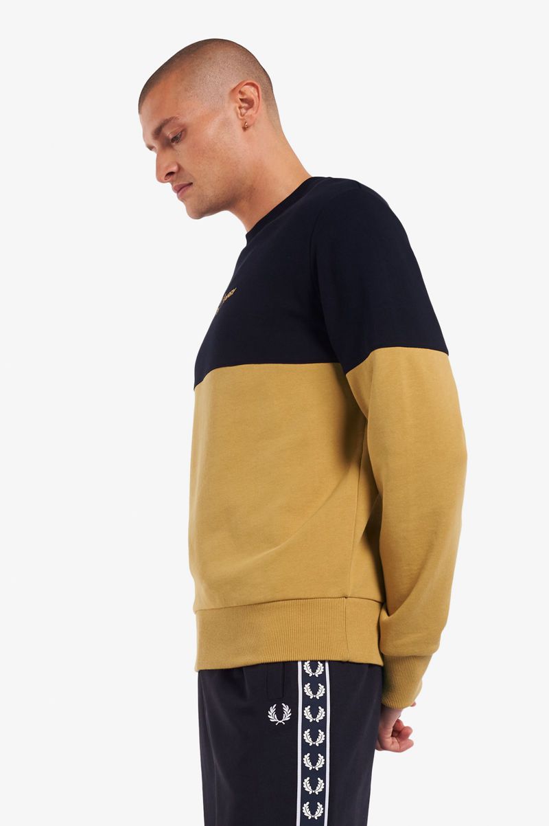 Men's Fred Perry Colour Block Sweatshirts Grey | 4812963-IS