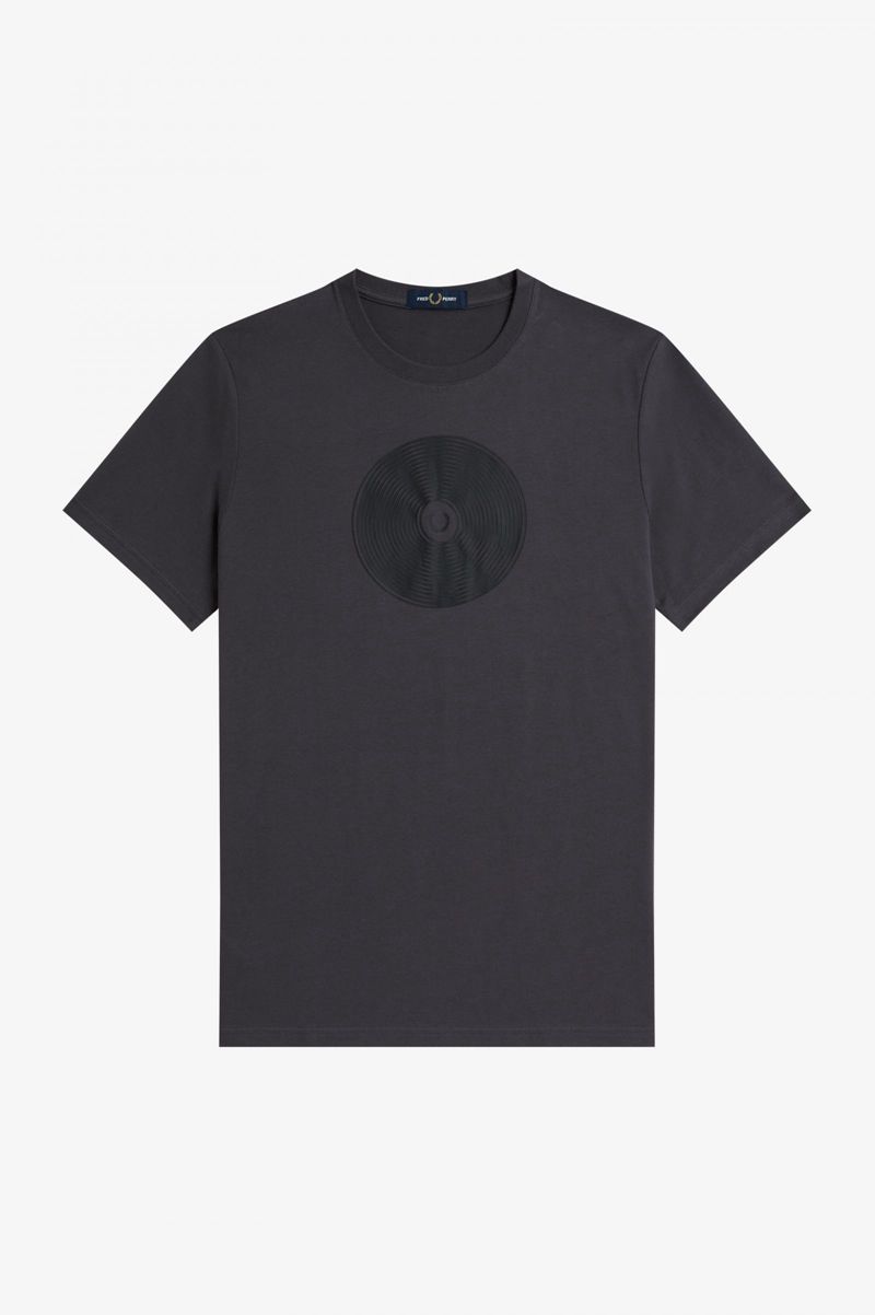 Men's Fred Perry Disc Graphic T-Shirts Black | 9150263-FI