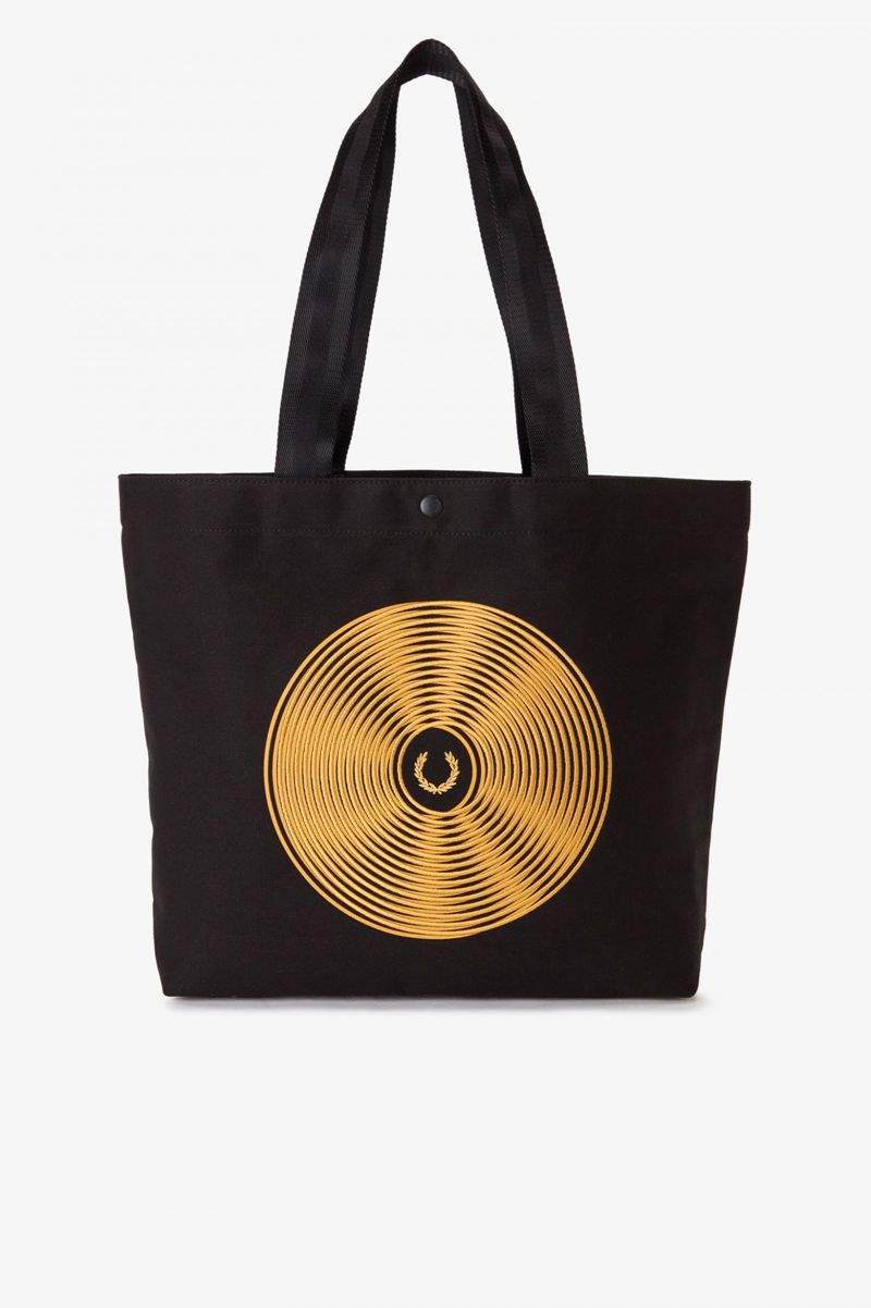 Men's Fred Perry Disc Graphic Tote Bags Black | 6497503-YT