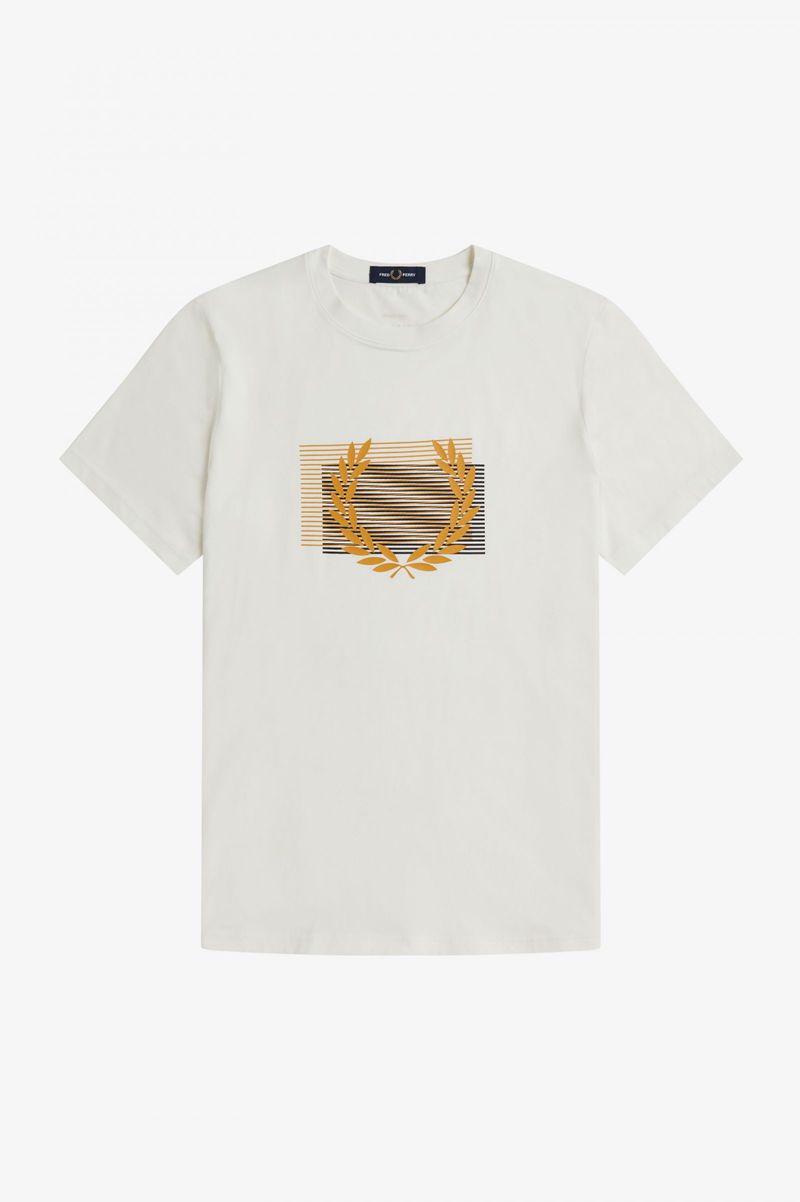 Men's Fred Perry Glitch Graphic T-Shirts White | 5976843-SX