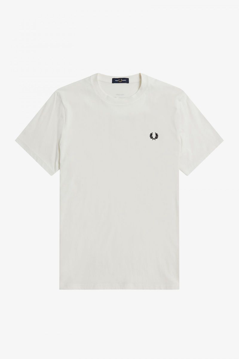 Men's Fred Perry Graphic Print T-Shirts White | 4189732-NG