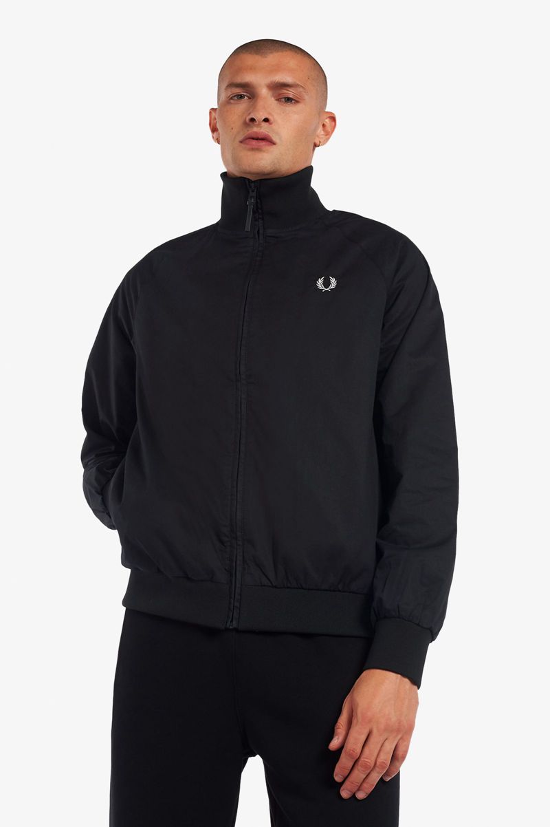 Men's Fred Perry Graphic Print Zip Through Jackets Black | 8942317-OC