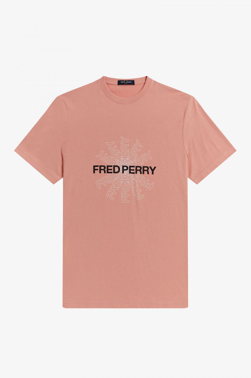 Men's Fred Perry Graphic T-Shirts Pink Coral | 6523910-GZ