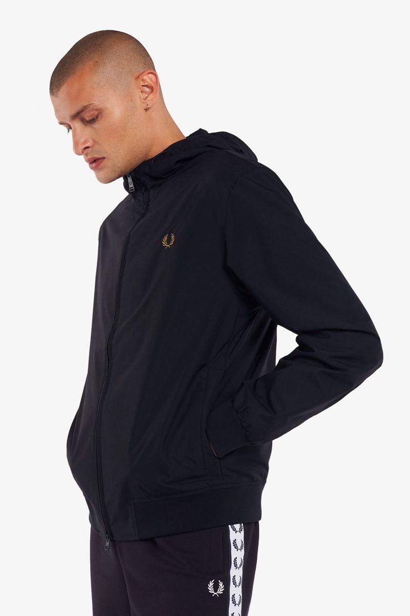 Men's Fred Perry Hooded Brentham Jackets Navy | 9357801-PB