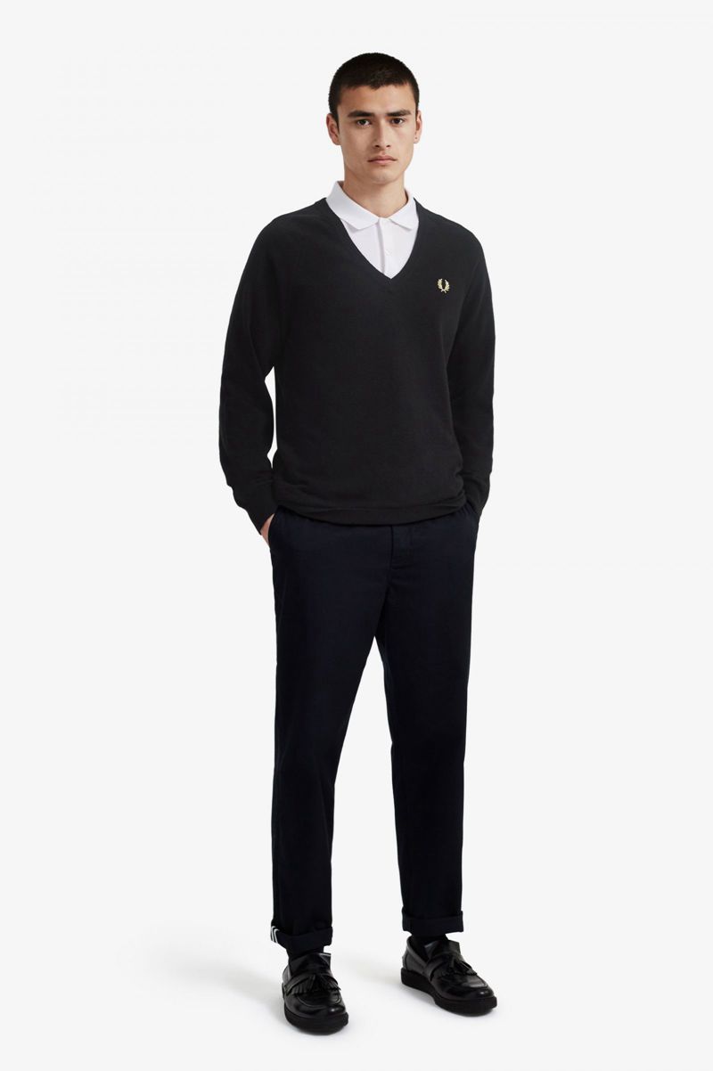 Men's Fred Perry K7315 Knitwear Black | 0956237-QM