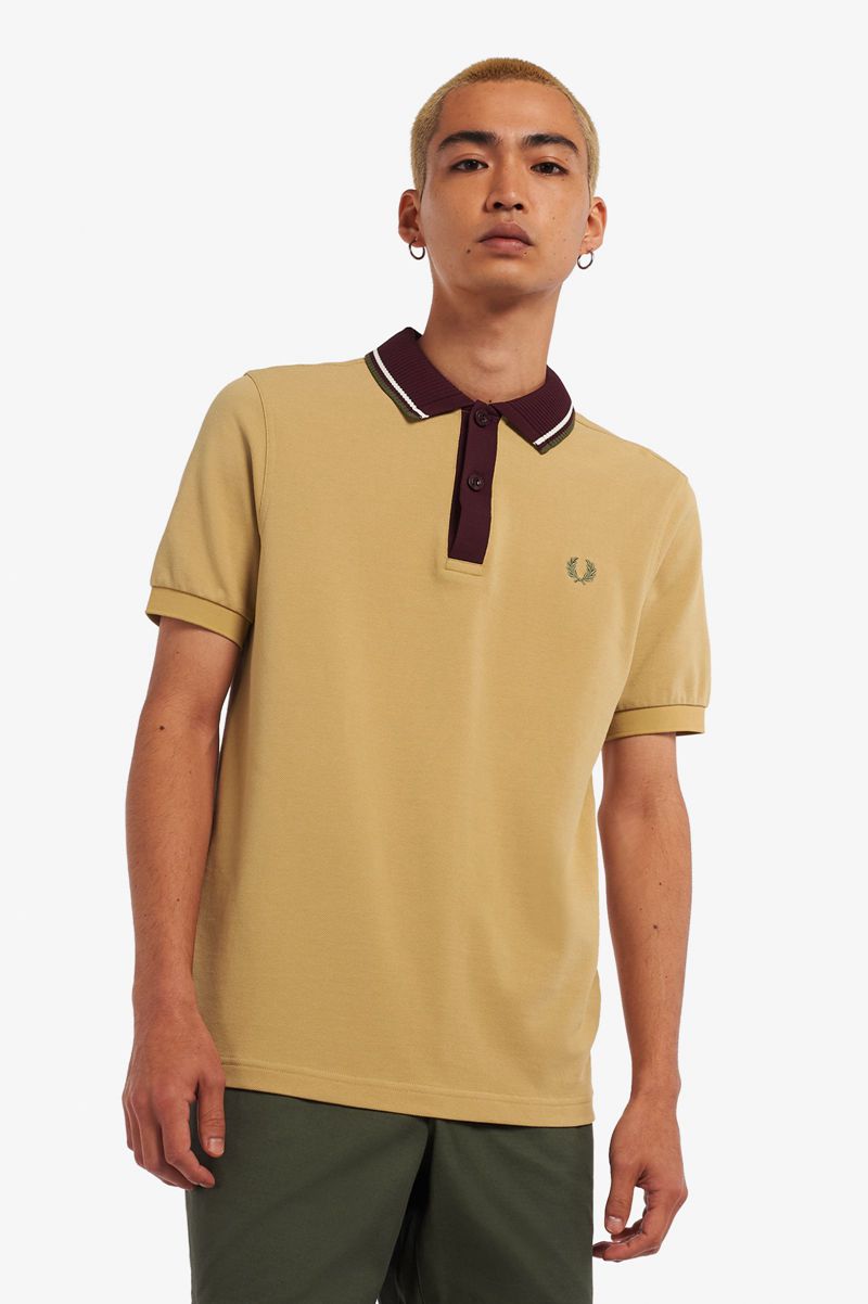 Men's Fred Perry Knitted Collar Polo Shirts Grey | 2837196-IZ