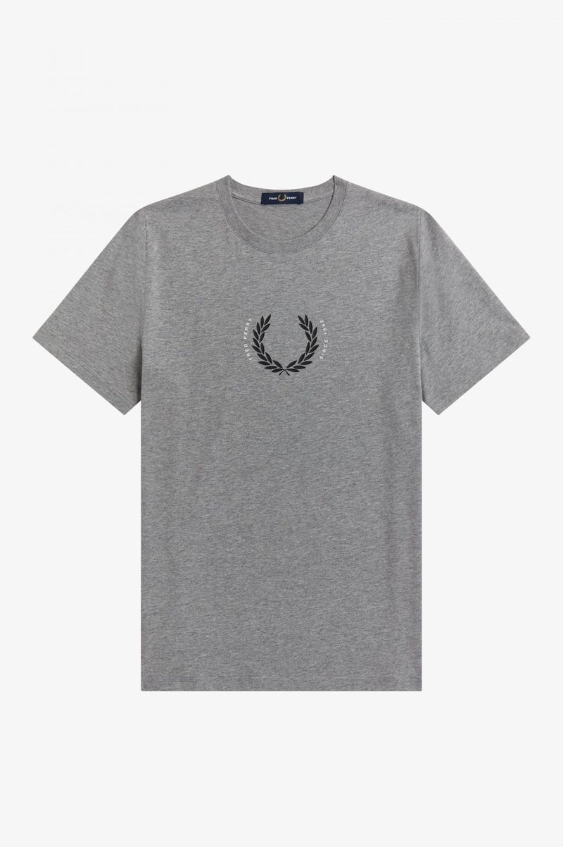 Men's Fred Perry Laurel Wreath T-Shirts Grey | 0264813-DK