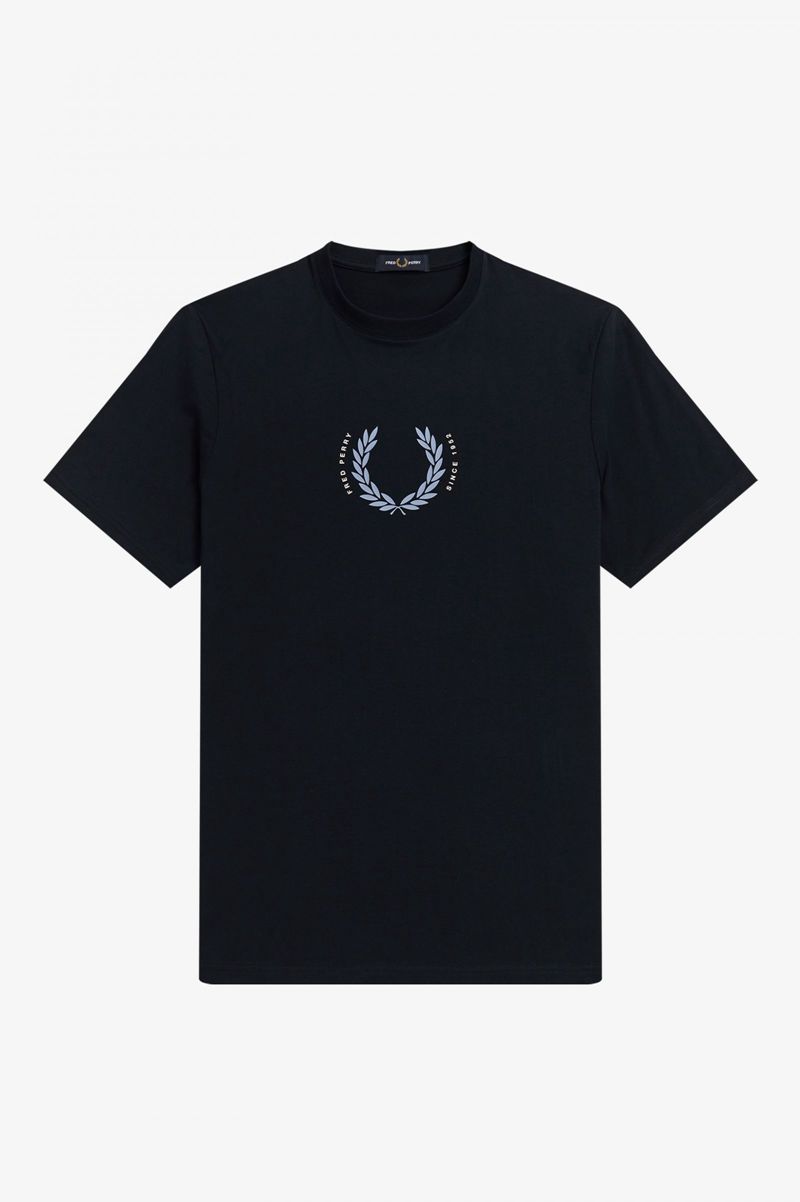 Men's Fred Perry Laurel Wreath T-Shirts Navy | 1036579-IN