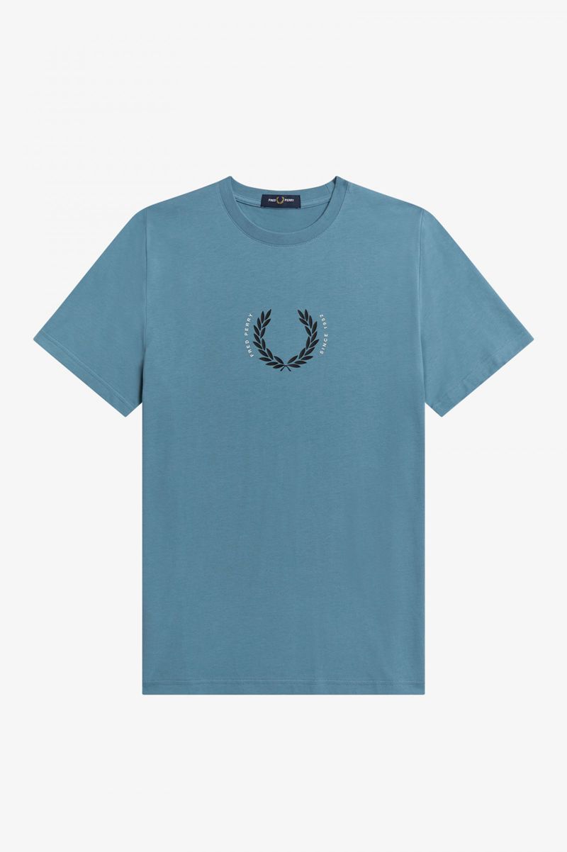 Men's Fred Perry Laurel Wreath T-Shirts Grey Blue | 2759630-YE