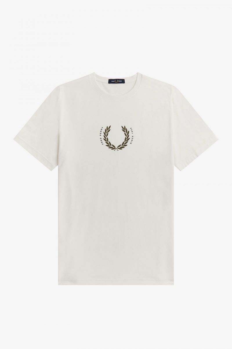 Men's Fred Perry Laurel Wreath T-Shirts White | 4568921-EG