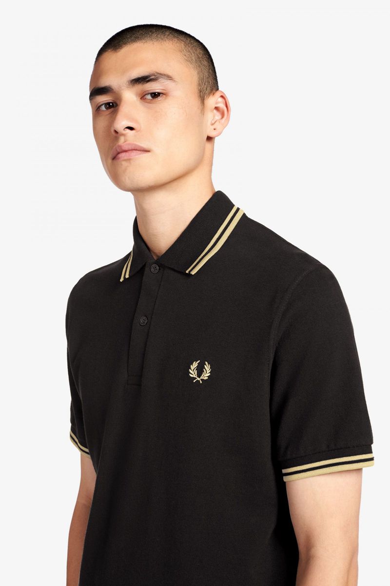 Men's Fred Perry M12 Polo Shirts Black | 7649583-OZ