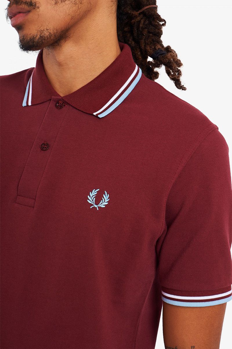 Men's Fred Perry M12 Polo Shirts Burgundy | 0284356-SH