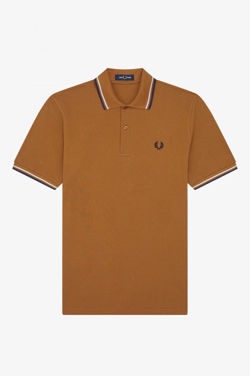 Men's Fred Perry M12 Polo Shirts Camel | 3296784-CK