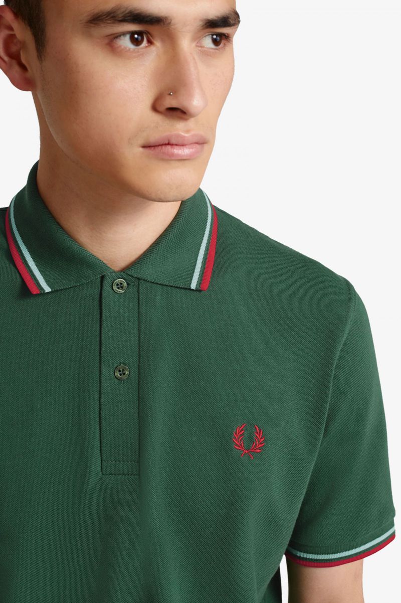 Men's Fred Perry M12 Polo Shirts Green | 3491578-DL