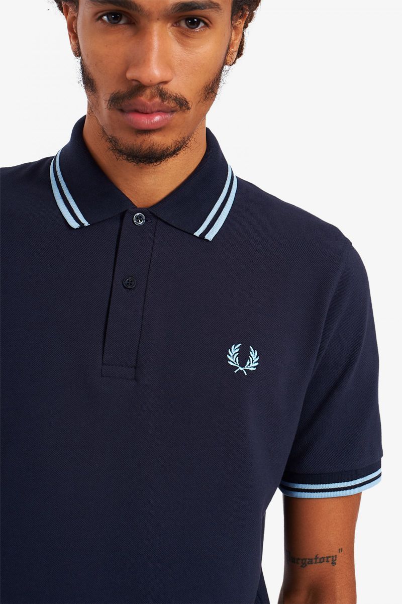 Men's Fred Perry M12 Polo Shirts Navy | 5820647-ZL