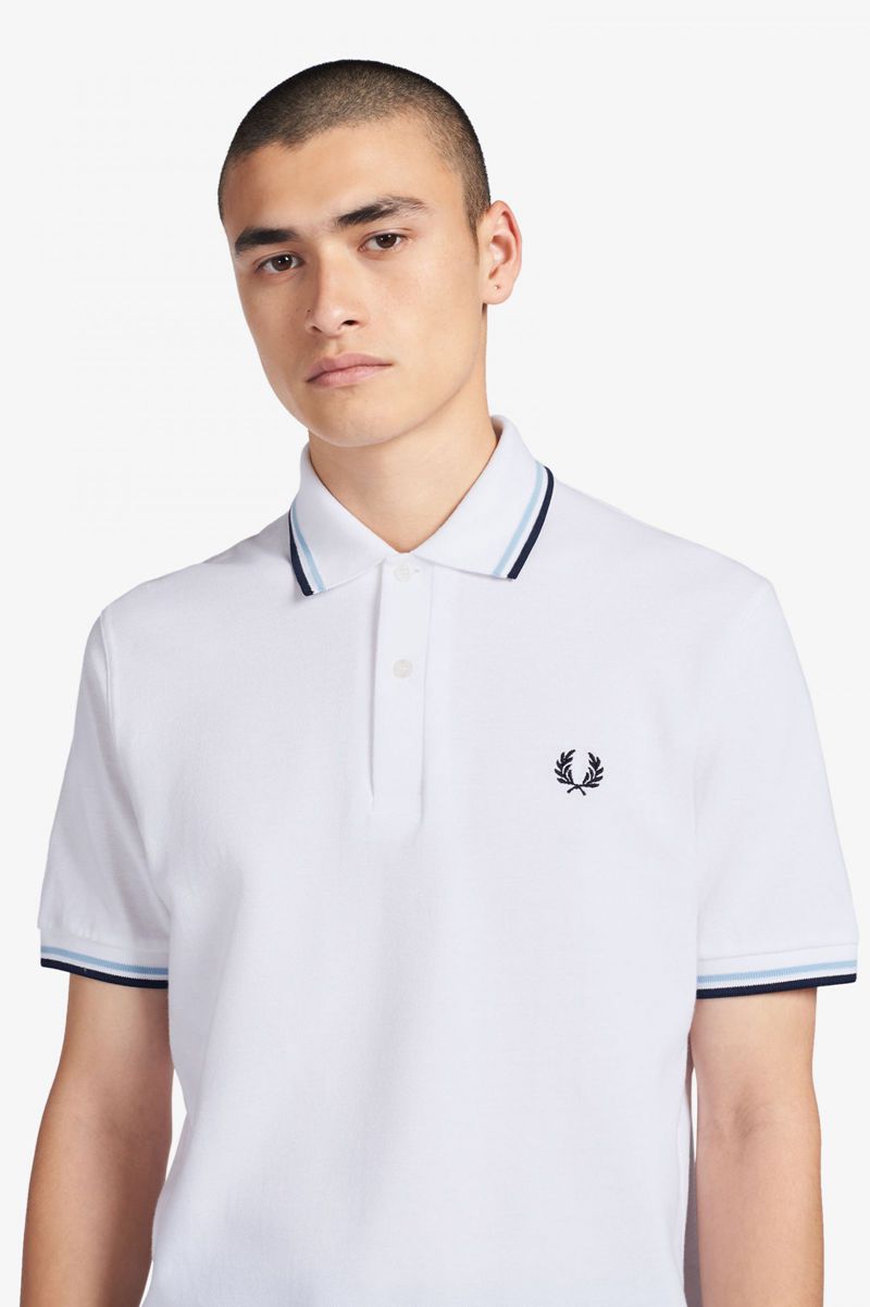 Men's Fred Perry M12 Polo Shirts White | 1547308-EZ