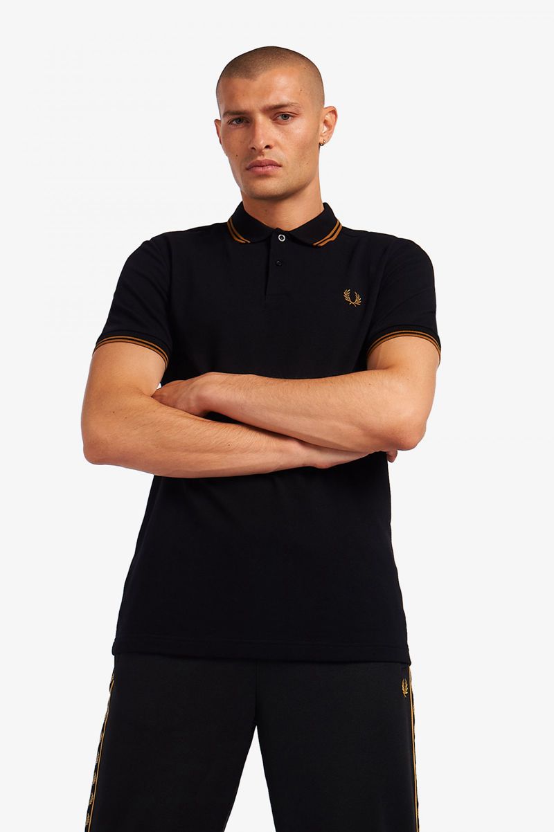 Men's Fred Perry M3600 Polo Shirts Black | 9210376-UN