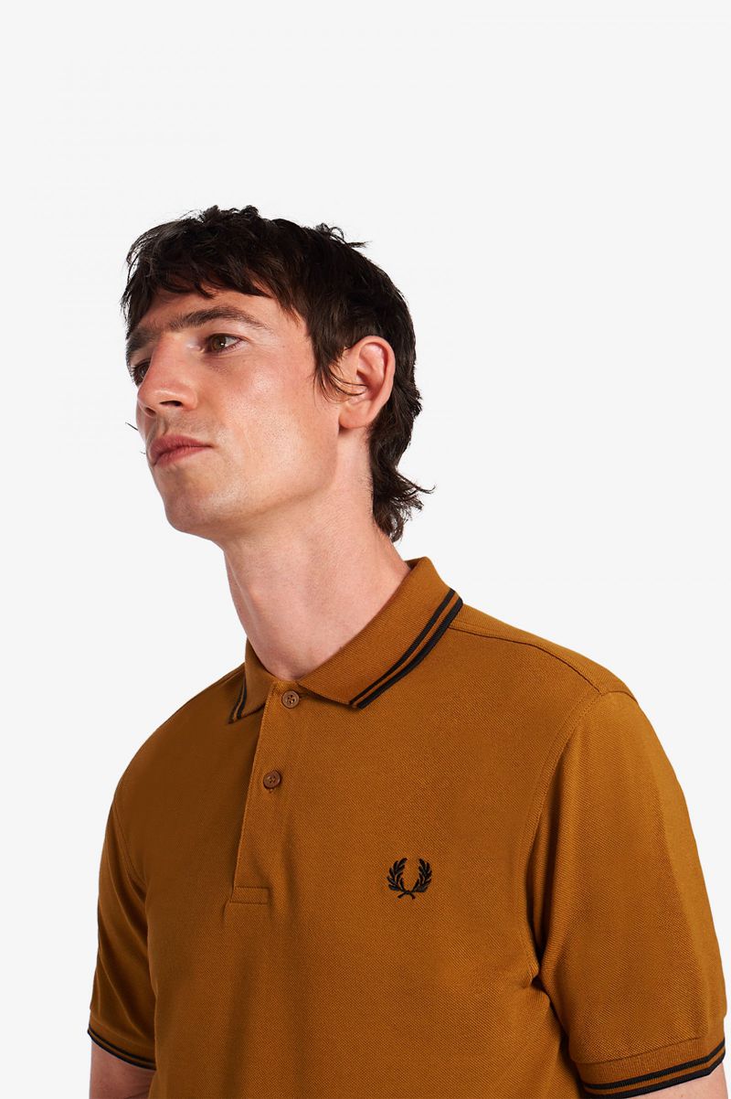 Men's Fred Perry M3600 Polo Shirts Camel | 6329187-NX