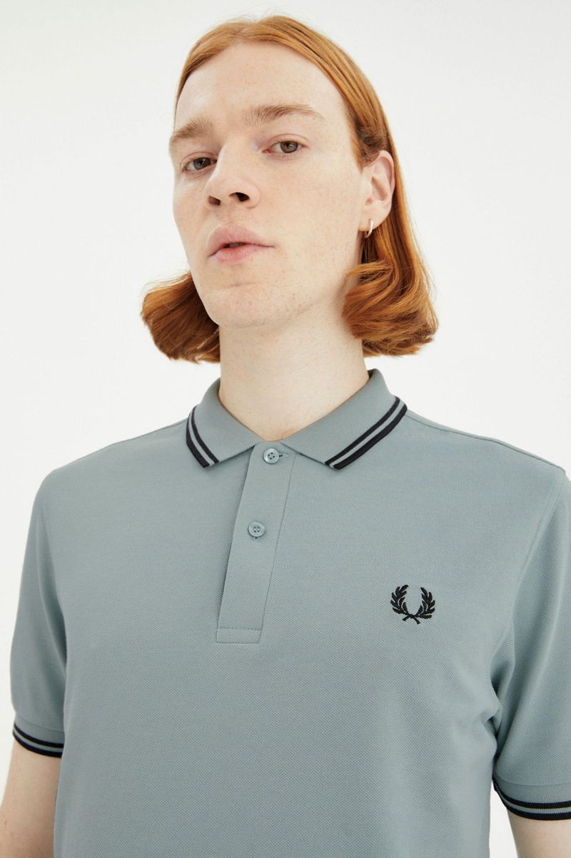 Men's Fred Perry M3600 Polo Shirts Silver Blue | 4710583-JA