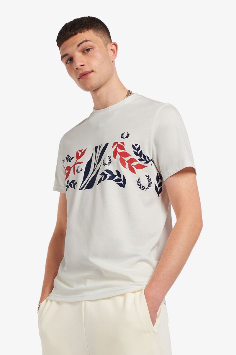 Men's Fred Perry M3838 T-Shirts White | 4670391-NU