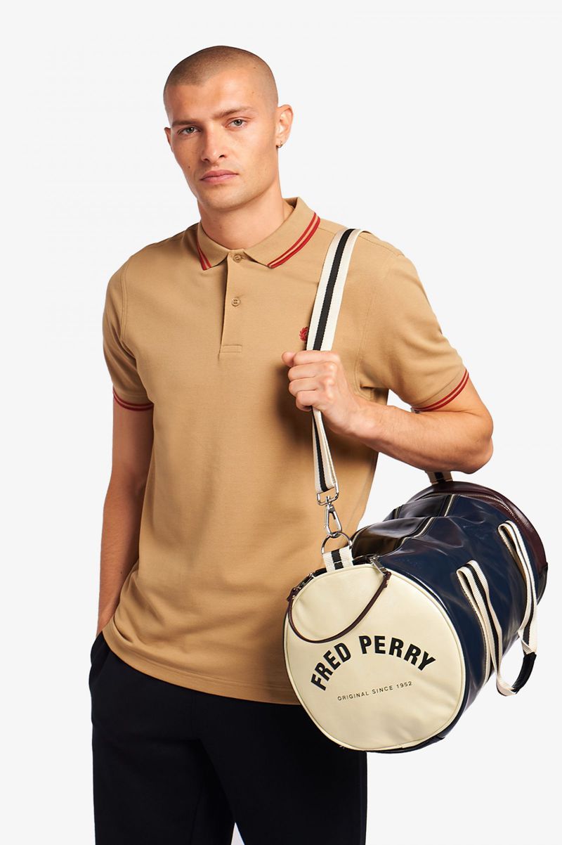 Men's Fred Perry Multi Colour Barrel Bags Multicolor Navy | 3745298-JN