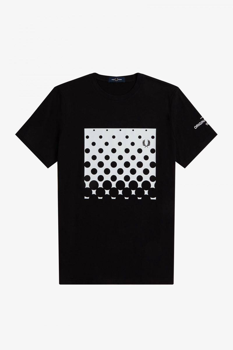 Men's Fred Perry Ombre Graphic T-Shirts Black | 2901347-LS