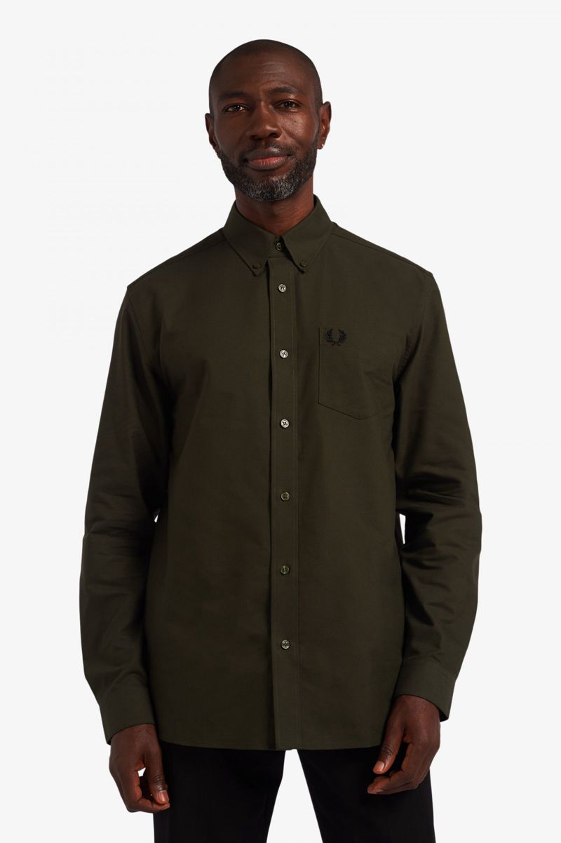 Men's Fred Perry Oxford Shirts Green | 1647893-DX