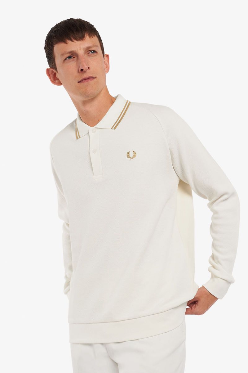 Men's Fred Perry Panel Polo Shirts White | 1708649-FR