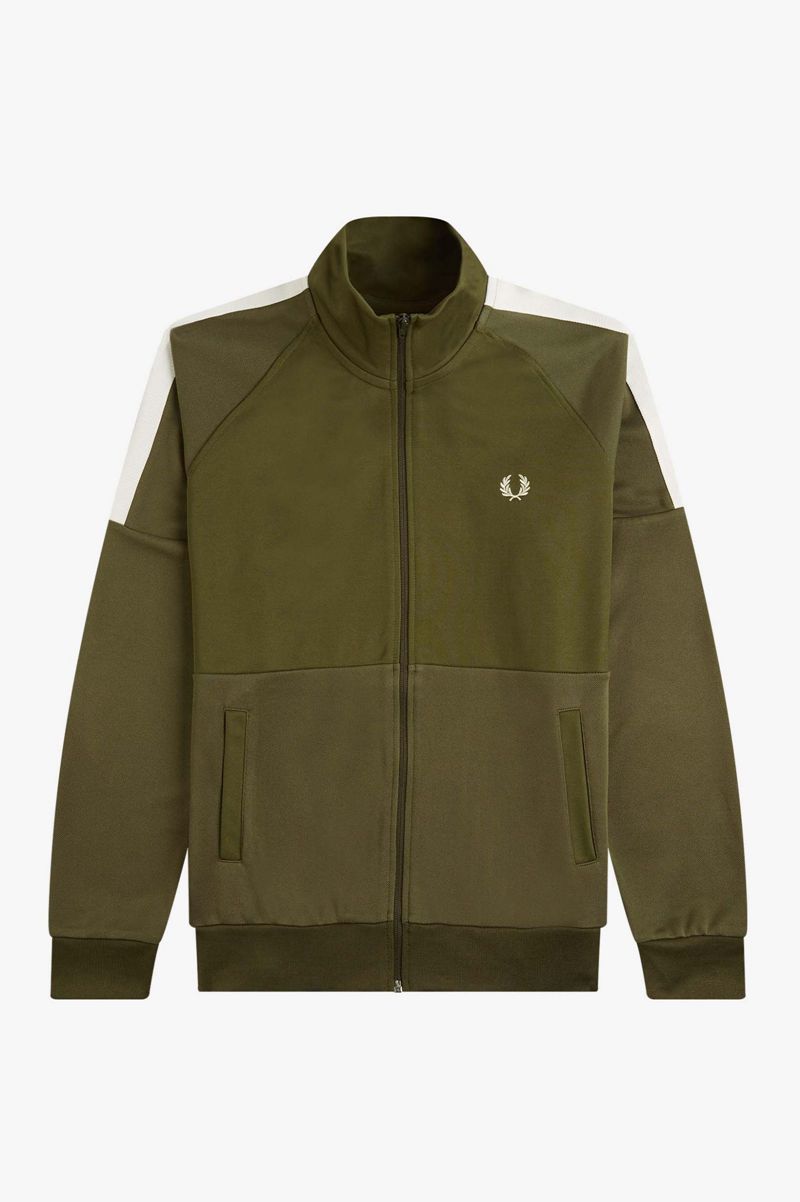 Men's Fred Perry Panelled Track Jackets Green | 0293715-NK