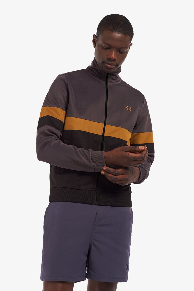 Men's Fred Perry Panelled Track Jackets Black | 1942856-YK