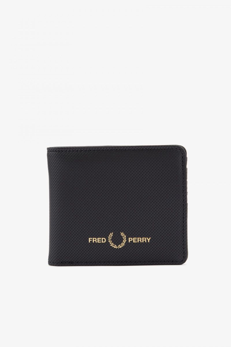 Men's Fred Perry Piqué Texturd Billfold Bags Black | 4815932-IT