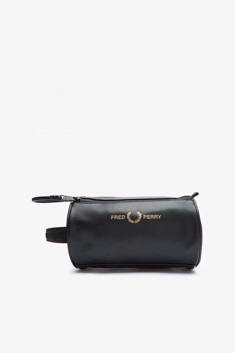 Men's Fred Perry Piqué Textured Wash Bags Black | 3297640-GA