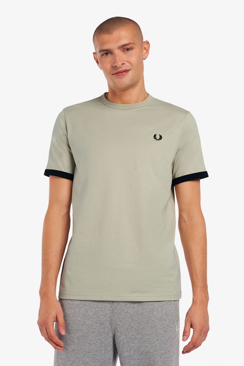 Men's Fred Perry Ringer T-Shirts White | 3489176-CF