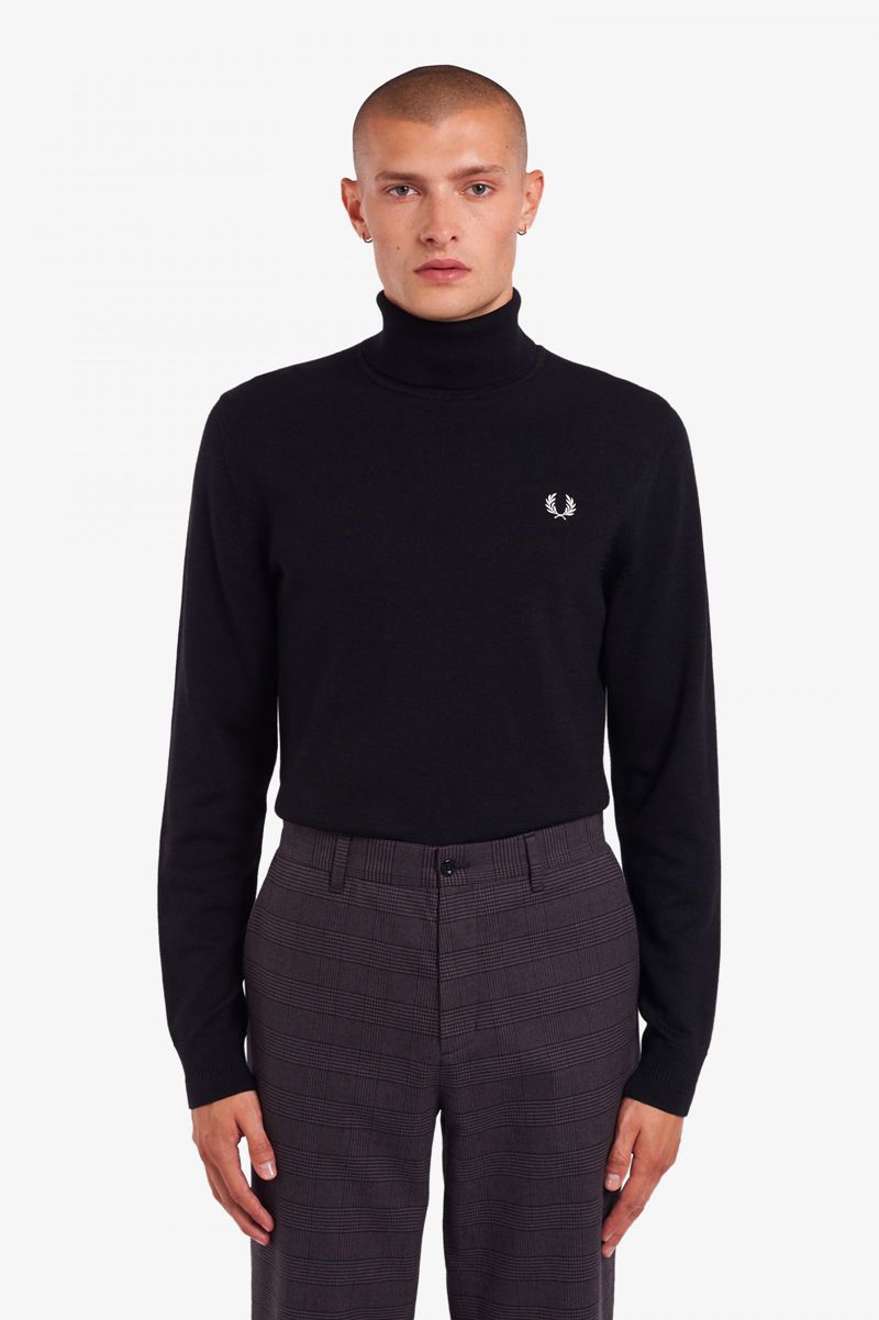 Men's Fred Perry Roll Neck Jumper Knitwear Black | 4162305-WH