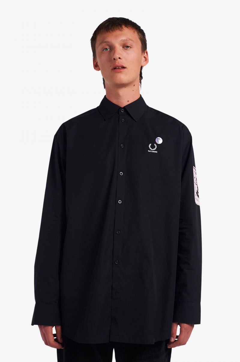 Men's Fred Perry SM1955 Shirts Black | 6073249-MX