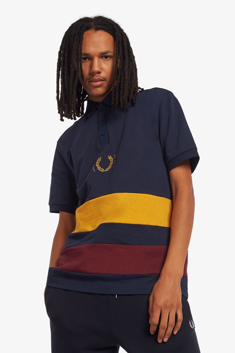 Men's Fred Perry Short Sleeve Rugby Shirts Dark Grey | 3798401-UV