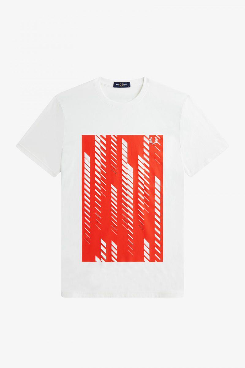 Men's Fred Perry Sound Wave Graphic T-Shirts White | 3486205-VW