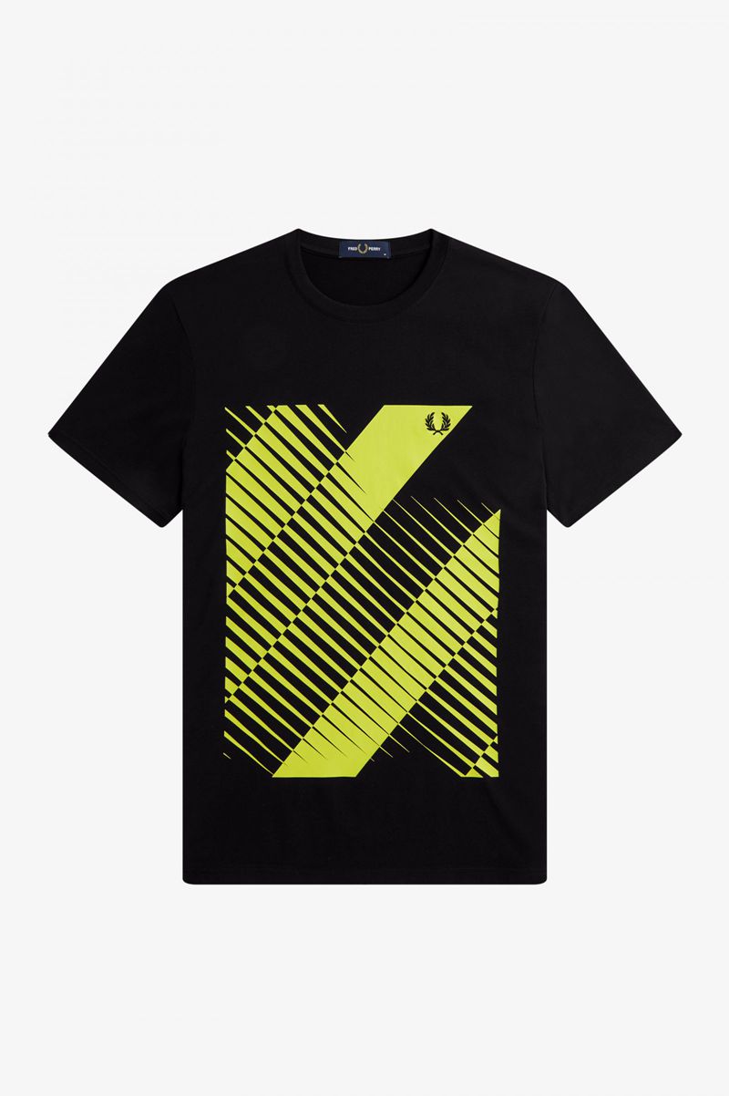 Men's Fred Perry Sound Wave Graphic T-Shirts Black | 5670912-HN