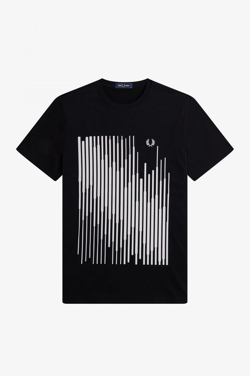 Men's Fred Perry Sound Wave Graphic T-Shirts Black | 5723410-VN