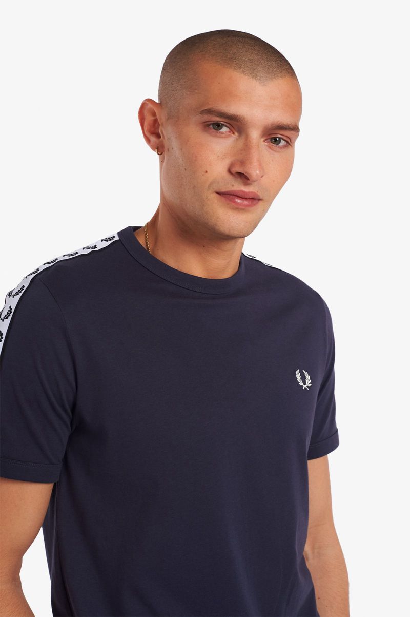 Men's Fred Perry Taped Ringer T-Shirts Deep Grey | 4502639-ZB