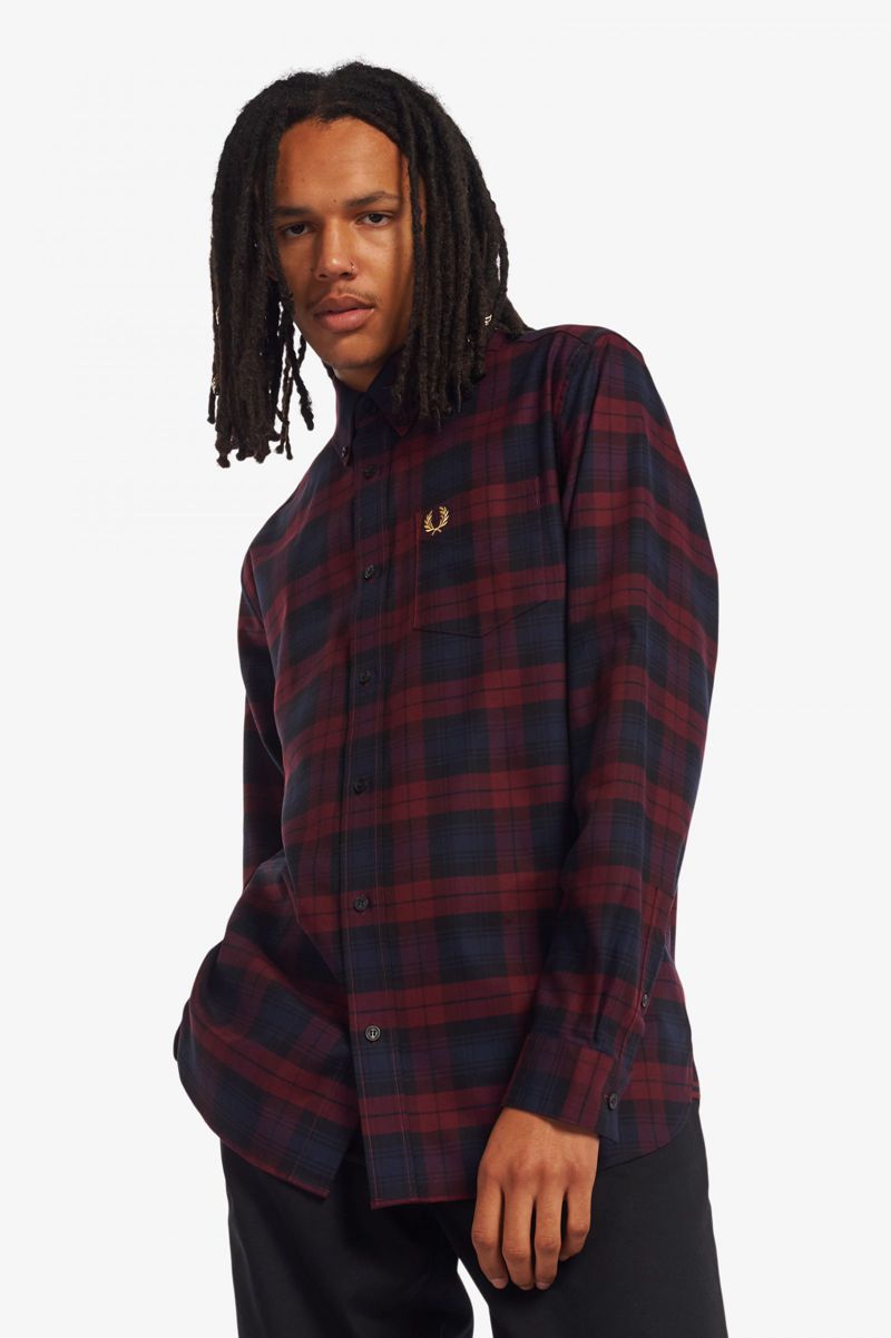 Men's Fred Perry Tartan Twill Shirts Red | 2571836-TA