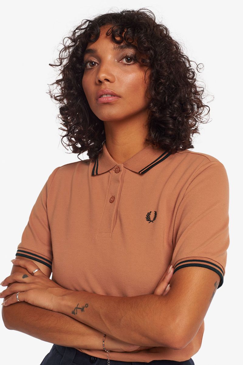 Women's Fred Perry G3600 Polo Shirts Bronze | 0268471-BL